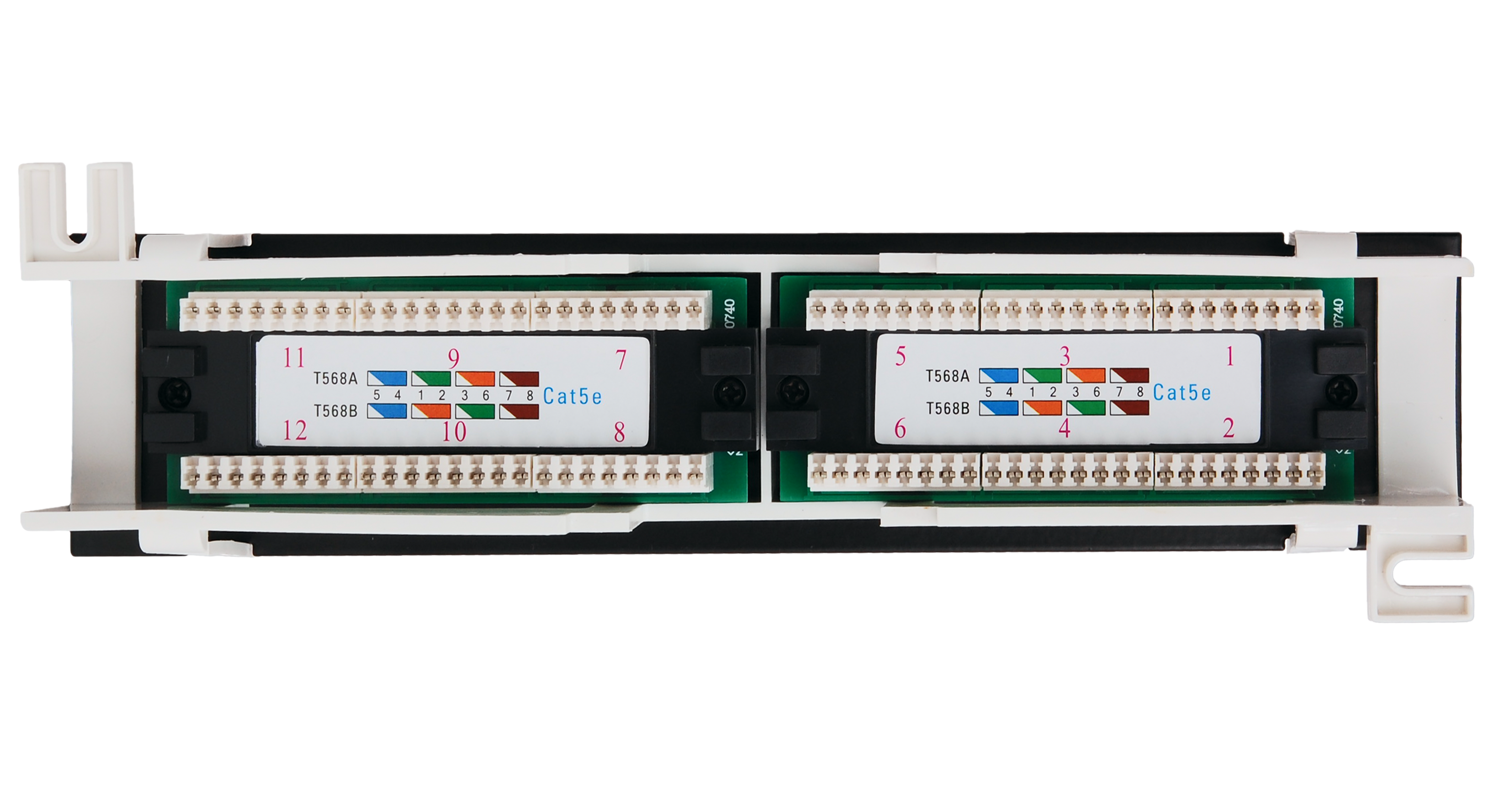 Коммутационная настенная панель Netlan, 12 портов, Кат.5e, неэкранированная, черная