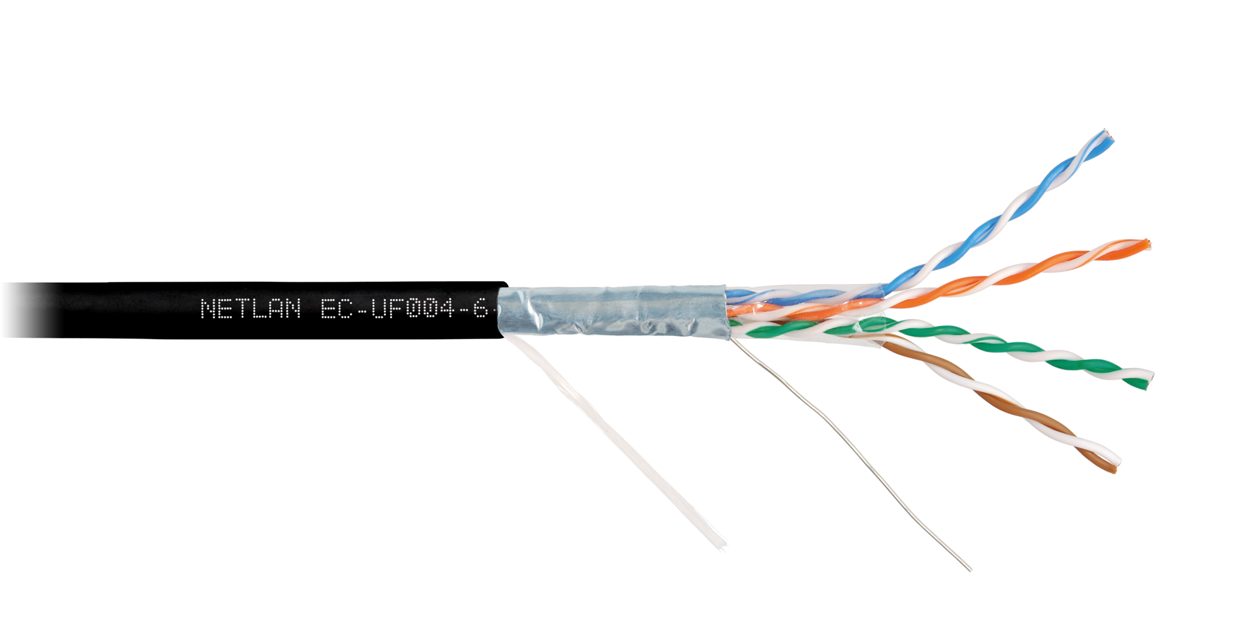Кабель витая пара Netlan NETLAN F/UTP 4 пары, Кат.6 (Класс E), одножильный, BC (чистая медь), полиэтилен, внешний, до -40C, черный, 305м